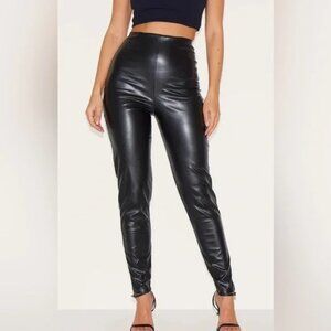 NWT Reitmans size 12 Black Faux Leather, fleece lines Skinny Leggings